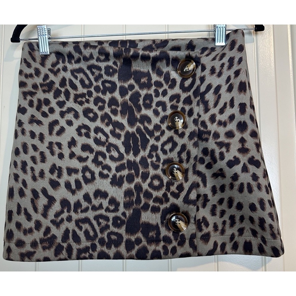 Altar'd State Animal Print Mini Skirt Faux wrap‎ Short Brown Leopard Sz S GUC